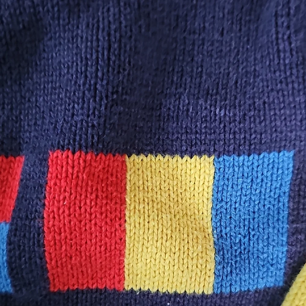 VINTAGE Gymboree Kids Navy Sweater Colorful Flag Design Size Medium Boy Girl